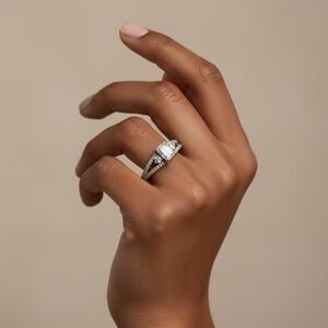 💍  Elegant Emerald Cut Sterling  925 Silver Statement Ring